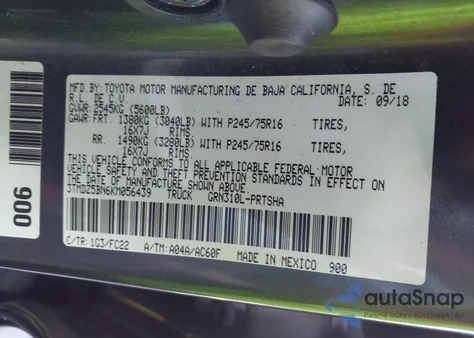 2019 Toyota Tacoma Sr5 V6 z USA, uszkodzony, nr VIN 3TMDZ5BN6KM056439